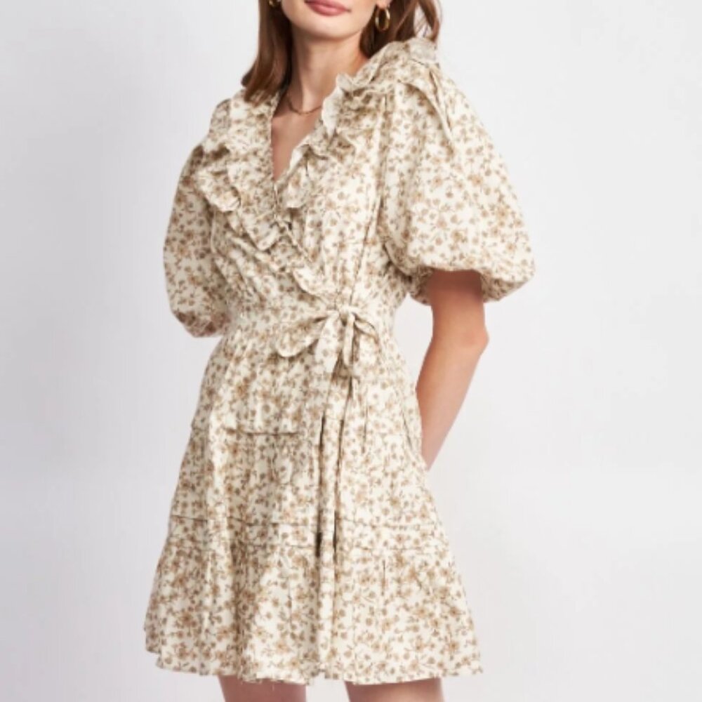 En Saison Gianna Mini Dress – 100% Cotton Feminine Ruffle Dress Sz S